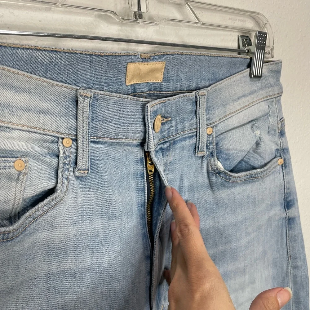 MOTHER Denim High Waisted Rider Ankle Fray In Island Afterhours 30 NWOT